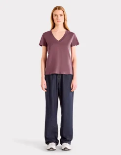 Zacht katoenen V-hals t-shirt - paars