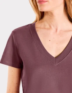 Zacht katoenen V-hals t-shirt - paars