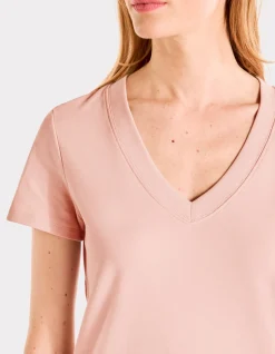 Zacht katoenen V-hals t-shirt - roze