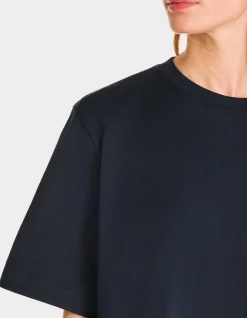 Zwaargewicht, boxy katoenen T-shirt - marineblauw