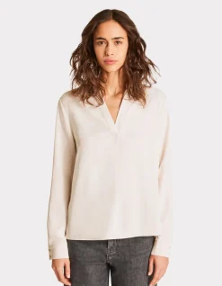 Zware satijnen blouse - beige