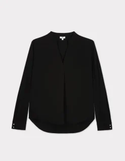 Zware satijnen blouse - zwart