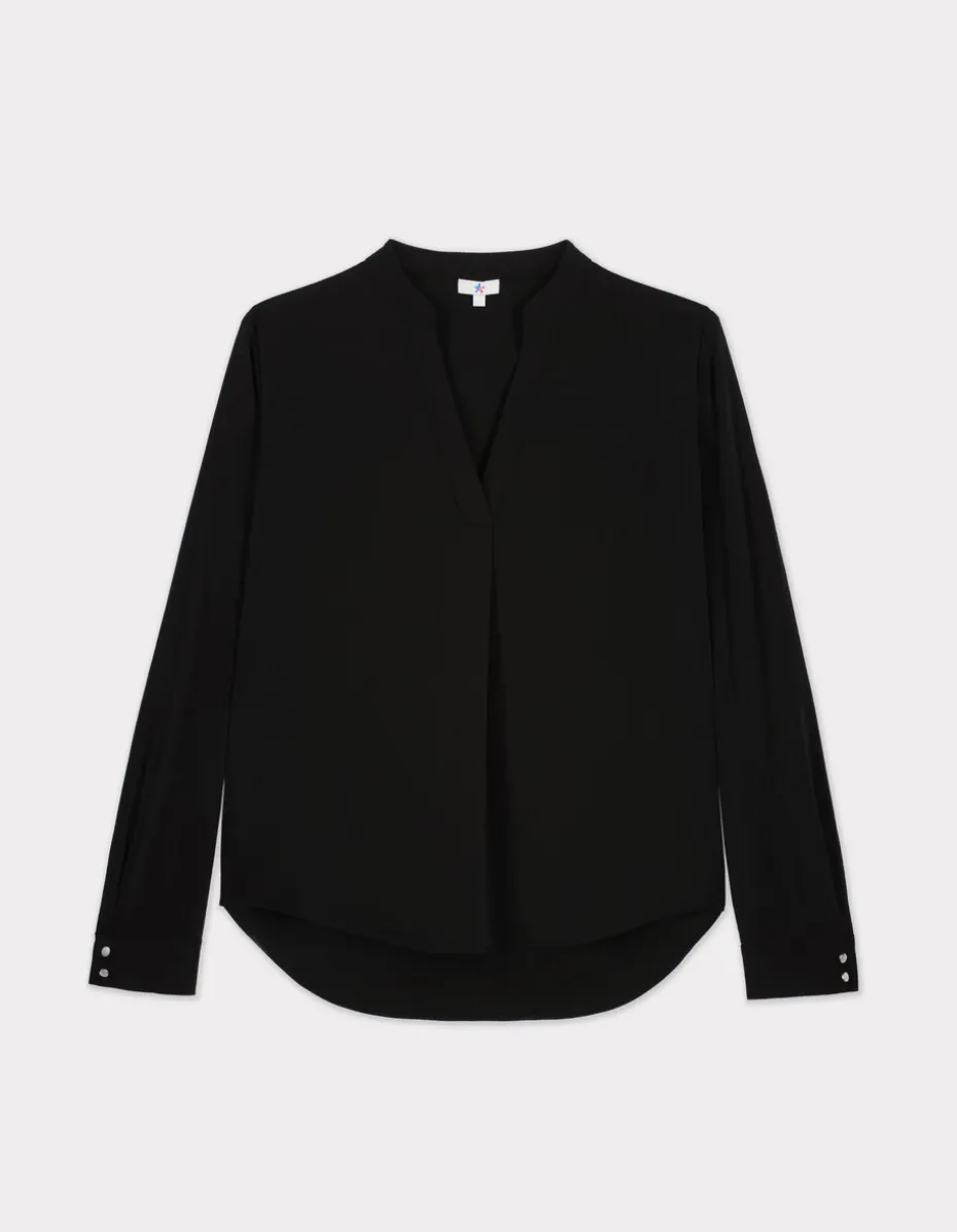Zware satijnen blouse - zwart