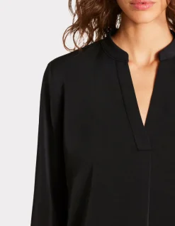 Zware satijnen blouse - zwart