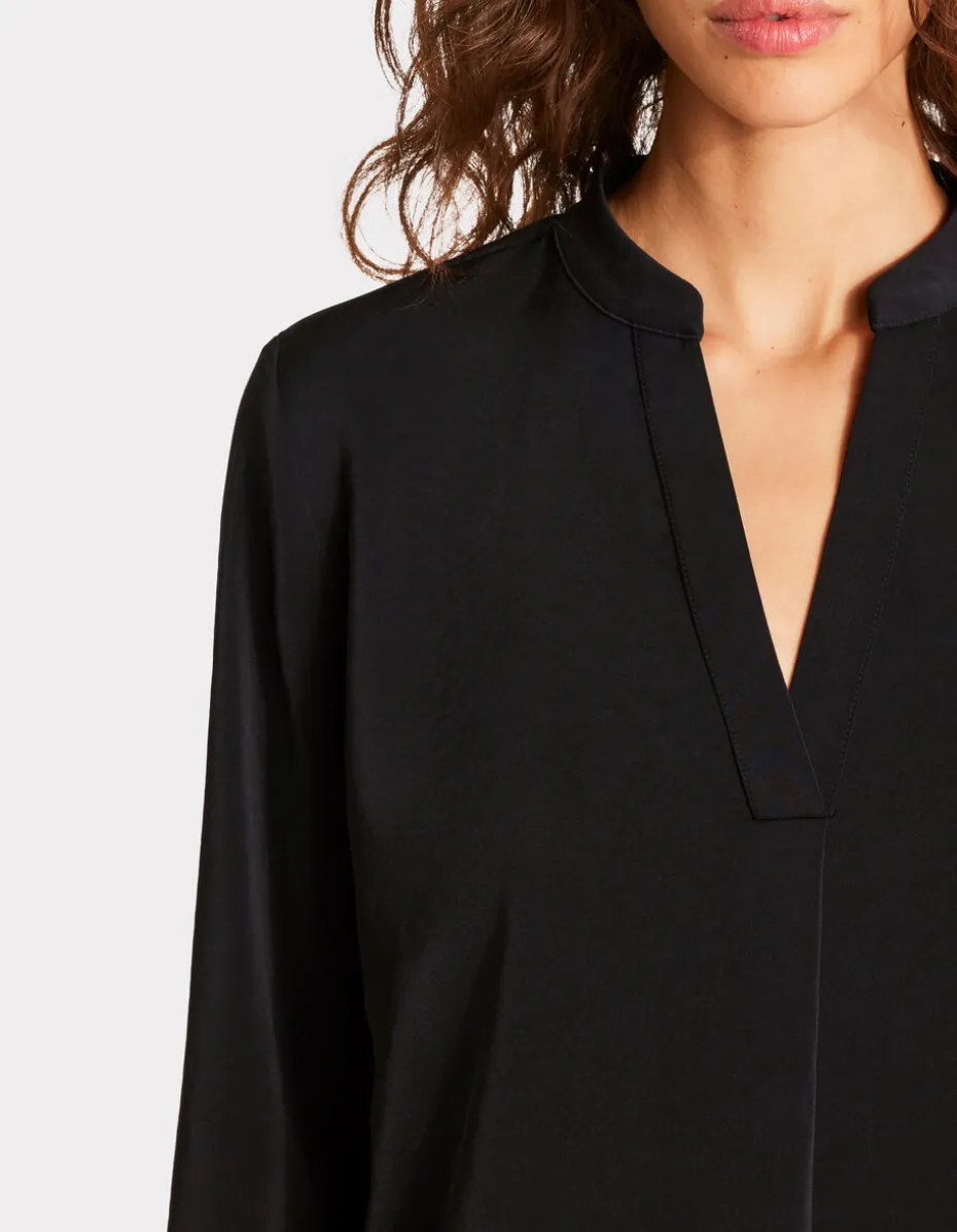 Zware satijnen blouse - zwart