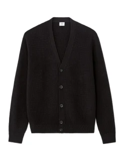 Zwarte 100% katoenen cardigan met fantasiebreisel