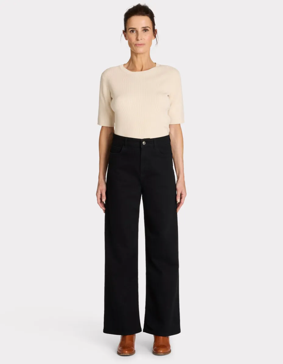 Zwarte high waisted wide leg jeans - zwart