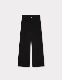 Zwarte high waisted wide leg jeans - zwart