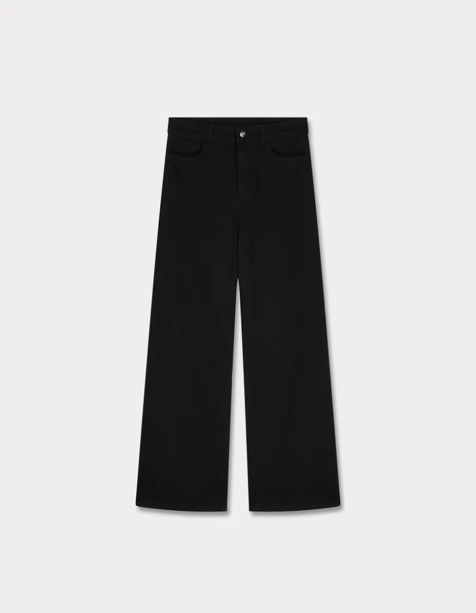 Zwarte high waisted wide leg jeans - zwart