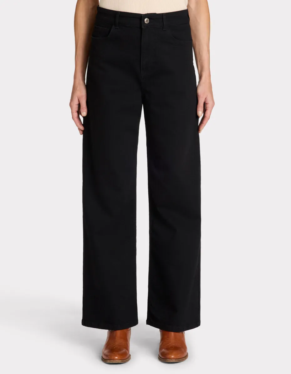 Zwarte high waisted wide leg jeans - zwart