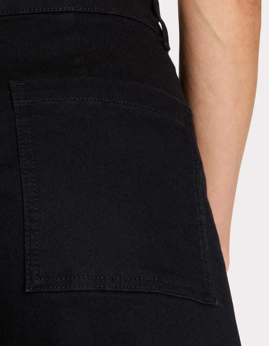 Zwarte high waisted wide leg jeans - zwart
