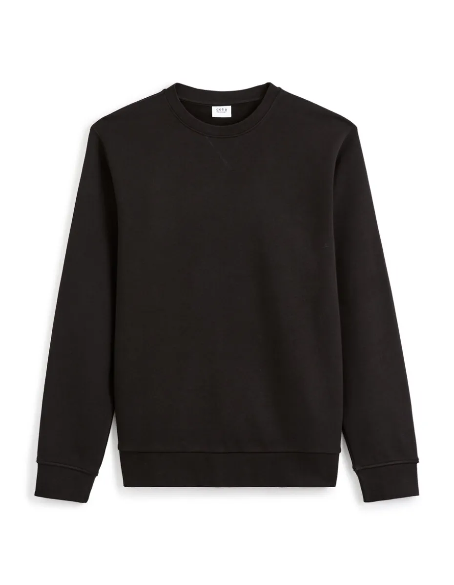 Zwarte katoenen sweater met ronde hals