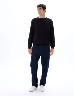 Zwarte Relaxed Fit Ronde Hals Trui - 100% Katoen