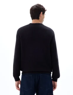 Zwarte Relaxed Fit Ronde Hals Trui - 100% Katoen