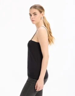 Zwarte tanktop met spaghettibandjes